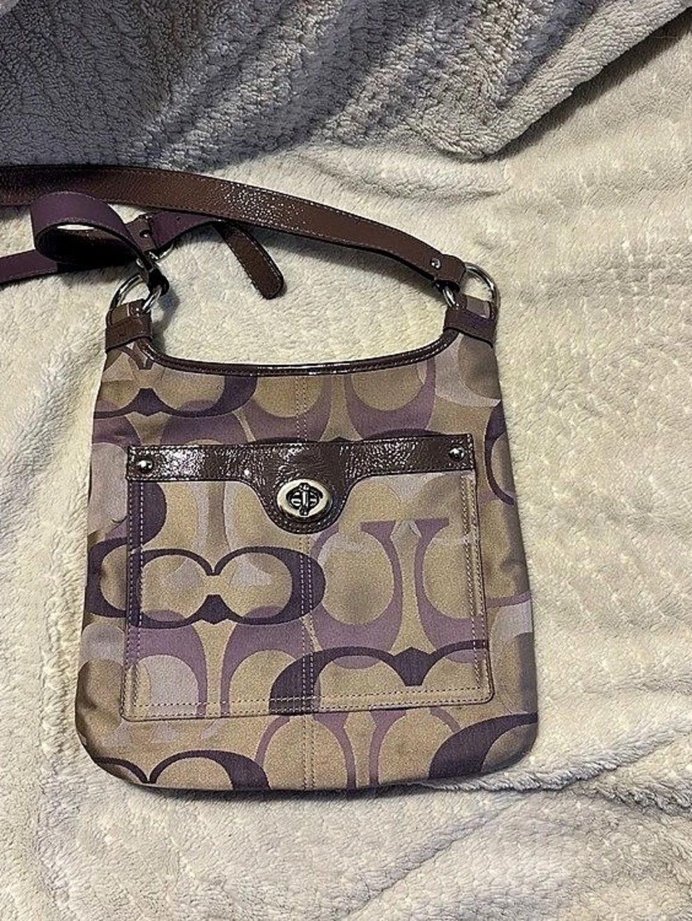 Coach Shoulder Bag in Purple & Brown